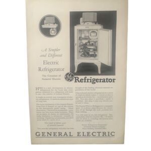 Vintage 1927 General Electric Refrigerator Simpler Ad Advertisement